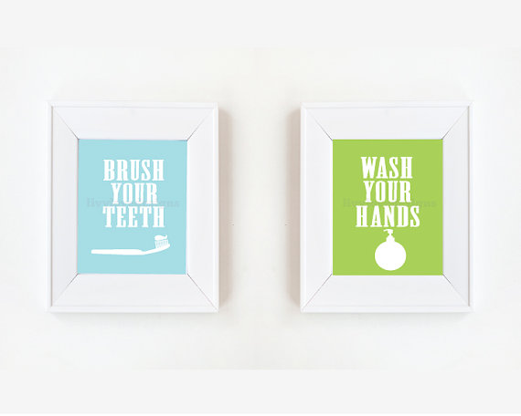 8x10 Brush Your Teeth, Wash Your Hands Print Set